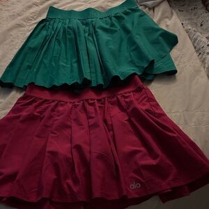 ALO Yoga Teal and Magenta Skater Skirt Set